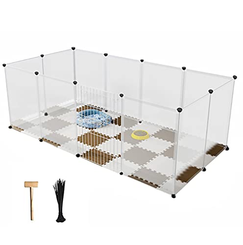Pet Playpen for Puppy - Plastic Yard Fence Tent for Small Animals,Rabbits Puppy Kennel Cage,Portable Large Space with Transparent White 12 Panels