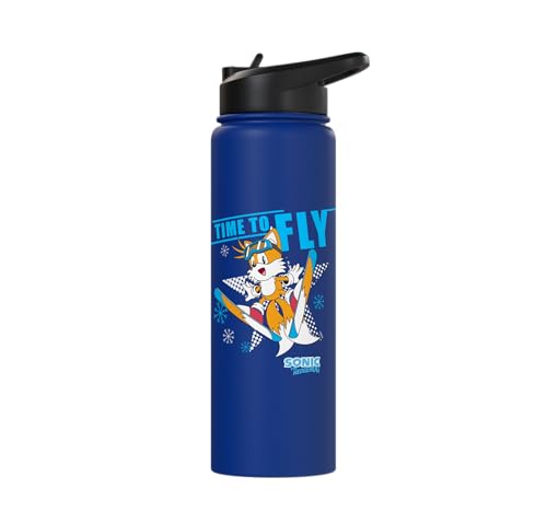 Sonic the Hedgehog - Ski Flying Tails Stainless Steel Insulated Water Bottle - color: Royal Blue