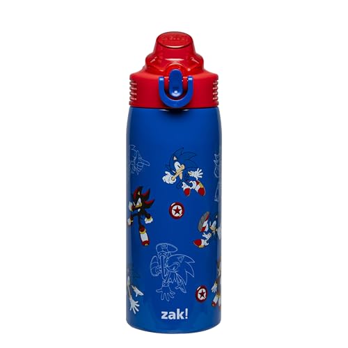 Zak Designs Sonic the Hedgehog Sage 19oz Leak-Proof Straw Kids Water Bottle | BPA Free, Insulated Stainless Steel, Cupholder Friendly, Dishwasher Safe, Lid Lock, Handle, For School, Home, Travel, Outdoor - color: Sonic the Hedgehog (Sage)