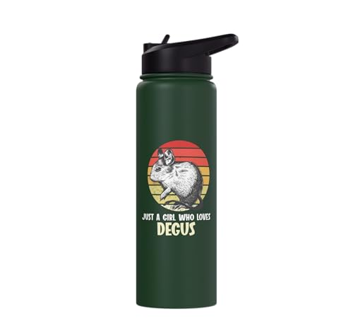 Just a girl who loves Degus Degu Stainless Steel Insulated Water Bottle - color: Dark Green