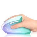 Lekvey Ergonomic Mouse, Rechargeable Vertical Wireless Mouse, Green Purple | USB-C Charging, 2.4G Wireless, 800/1200/1600 DPI, Quiet Clicks, 6 Buttons, Carpal Tunnel Mouse, for Laptop, PC, Computer, Mac - color: Green and Purple