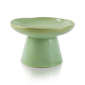 Wide Shallow 6.1" Raised Cat Bowls, Ceramic Elevated Food Bowl for Flat Faced Cats and Small Dogs, Porcelain Feeder Bowl, Stress Free, Protect Cat’s Spine, Green - color: Green-Shallow