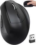 Wireless Mouse Ergonomic(Bluetooth+USB)Dual Mode Vertical Silent Portable Multi Device Ergo Upright Carpal Tunnel Mice for Mac/PC/Laptop/Computer/Tablet/iPad/Macbook Air/Pro Office Work Women Men Gift - color: Black