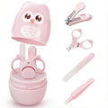 Baby Nail Kit with Owl Case, 4-Piece Infant Manicure Set, Pink | Infant Nail Clippers, Rounded Safety Scissors, Gentle File, Tweezers, Newborn and Toddler Friendly - color: Pink