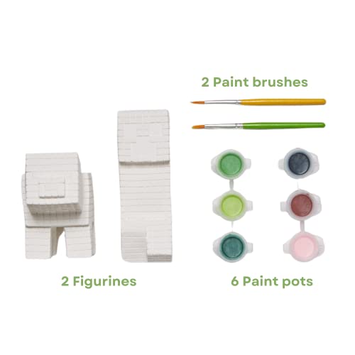Innovative Designs Minecraft Paint Your Own Figurines Arts and Crafts Set for Boys and Girls - style: Minecraft: Reuben the Pig and Creeper