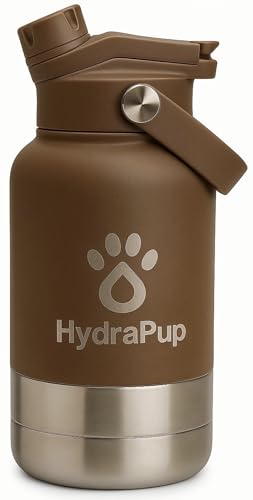 32oz Insulated Water Bottle with Dog Bowls – Human & Pet Shared Use, Stainless Steel Leakproof Travel Bottle (Cocoa Brown) - color: Cocoa Brown