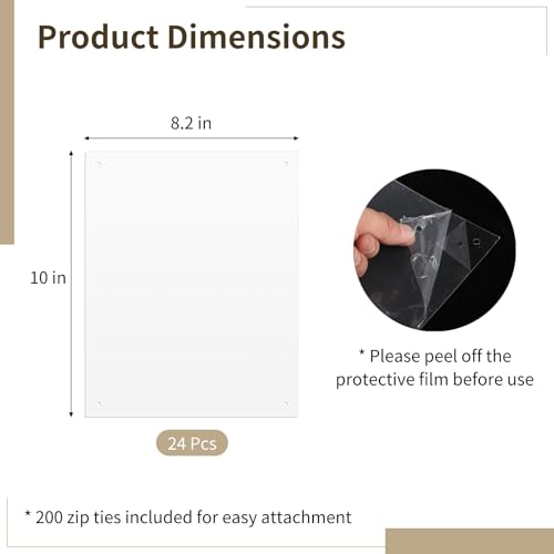 24 Pcs Pet Cage Liner Panels, 10 x 8.2 Rabbit Cage Urine Guards, Clear Plastic Splash Guards, Flexible Habitat Protective Sheets for Rabbits, Guinea Pigs, Hamsters, Small Animals