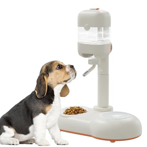 Pet Bowls with Weaning Bottles,3 in 1 Height Adjustable Water Dispenser for Dogs,15°Tilted Food Bowls for Small Dogs,Puppy Feeding,Pet Food Bowls for Cats,Rabbits,Ferrets - color: White