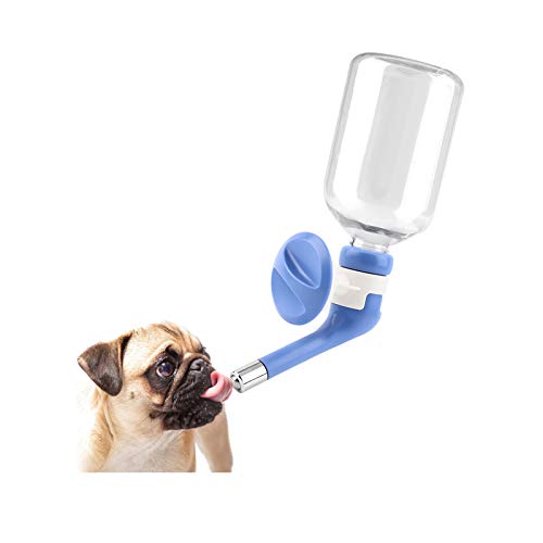 Andiker Dog Water Bottle for Crate, No-drip 350ml Dog Water Dispenser Adjustable and Detachable Installed on the Kennel Cage Water Bottle for Dogs and Puppy Drinking Water - color: Blue