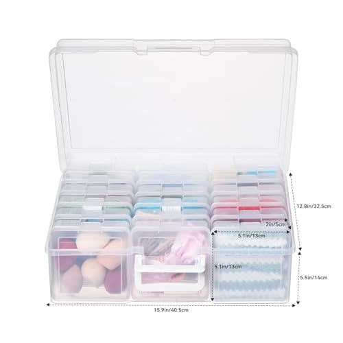 Plastic Storage Box with 18 Small Boxes Large Storage Box (18 Pack-Clear) | Multifunctional Design,Stackable,See Through,Versatile Organization,Space-Saving,Durable,Dust Protection,Clear - color: 18 Pack Small -Clear