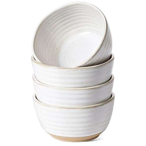 LE TAUCI Small Bowls 10 oz, Ice Cream Bowl, Ceramic Stoneware Bowl, Bowls Set for Dessert, Fruits, Side Dishes, Suit For Housewarming - 4.5 Inch, Set of 4, Arctic white - size: 4.5 inch