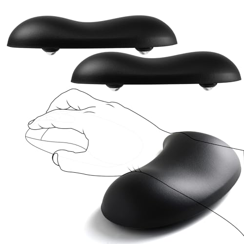 JIKIOU Ergonomic Gliding Palm Rests, Gel Mouse Wrist with Leather Surface | Sliding Wrist Pad with 4 Smooth Scroll Wheel, Fast Mouse Wrist Glider Designed for Office Computer Home Gaming, 2 Pack Black