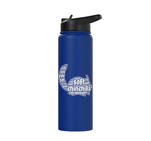 Chinchilla Word Cloud Pet Animal Funny Chinchillas Stainless Steel Insulated Water Bottle - color: Royal Blue