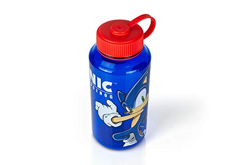 Sonic The Hedgehog Plastic Water Bottle - Reusable 32oz Travel Tumbler Drink Holder With Leak/Spill-Proof Lid - Great For School, Sports, Backpack, Lunchbox, Birthday Party Favors - From Just Funky!