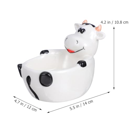 ABOOFAN Animal Shaped Ceramic Bowl Lightweight Cartoon Cow Design Food Container for Dessert Breakfast Snacks Fruit Salad Pasta Soup 5.51X3.54X4.25 Inch