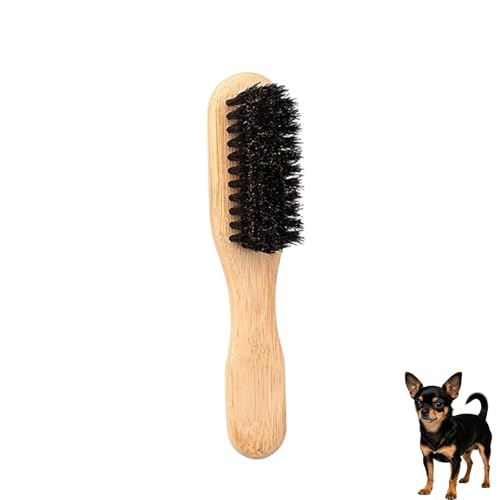 Soft Boar Bristle Dog Brush for Short Haired Dogs, Made of Bamboo,（Small） | Massage Brush, Gentle Deshedding & Grooming Tool, Ideal Dog Hair Brush for Pets, Dog Brushes for Grooming and Shedding - size: Small