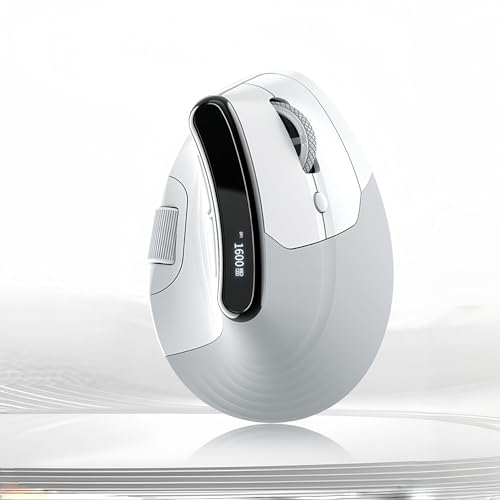 Ergonomic Vertical Mouse, Dual Scroll, Tri-Mode, OLED Display | 60° ergonomic vertical mouse with dual scroll wheels, tri-mode Bluetooth/2.4G/wired connectivity, OLED display, and 8000 DPI. - color: Grey