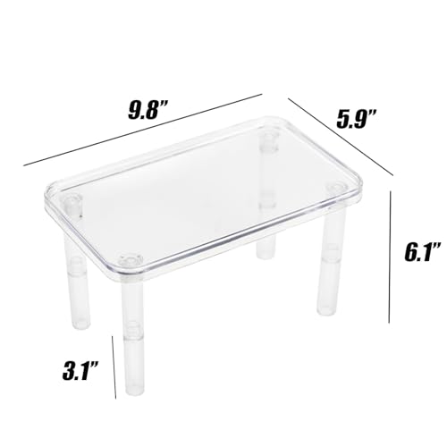 Hamster Platform 4Pcs Acrylic Small Animal Stand Climbing Toy Stuff with Wood Ladder for Dwarf Syrian Hamsters Gerbils Mice Sugar Glider Reptile Bird - color: Transparent(2PCS)