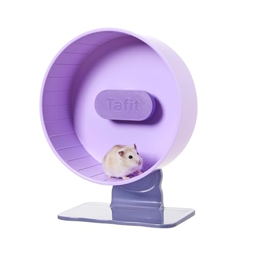 Silent Hamster Wheel 8.7 Inch Dual-Bearings Small Animals Quiet Running Exercise Wheels, Height Adjustable for Dwarf Hamsters, Gerbils, Mice, Hedgehog, Lemmings, or Other Small Pets,Taro Purple - color: Taro Purple, size: 8.7inch