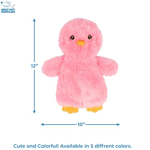 Best Pet Supplies Interactive Squeaky Dog Toy - Baby Chicken, Pink | Stuffing Free Body, Soft, Squeaks & Crinkles, No Mess, Perfect for Moderate Chewers, Toss and Fetch Play - color: Crinkle Chicken (Pink), size: Large