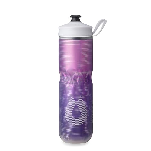 HydraPak Polar Sport Insulated Water Bottle (24oz, Pulse Purple) | High Flow, BPA Free, Tri-Layer Insulation, Leakproof, Dash Handle, Easy Squeeze, Self-Sealing Cap, for Sports - color: Pulse Purple, style: 24oz/700ml