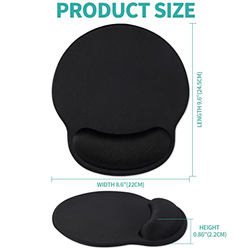 Mouse Pad with Wrist Rest, Comfortable Computer Mousepad with Gel Wrist Support Smooth Surface and Non-Slip PU Base for Pain Relief, Laptop, Office & Home (Black) - color: Black