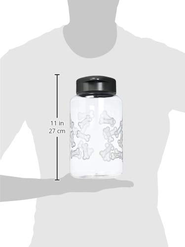 Lixit® Dog Treat Plastic Jar - Airtight Food and Treat Storage Jars for Dogs, Cats, Small Animals and Birds - Made in USA (Paw Prints - Gray, 128 Ounce) - size: 128 Ounce