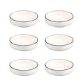 Colias Wing Multipurpose Porcelain Side Dish Bowl Seasoning Dishes Soy Dipping Sauce Dishes-Set of 6-White - color: White-Black Edge