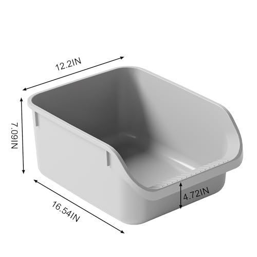 Rabbit Litter Box with Low Entry, High Back Splash Guard for Guinea Pigs, Hamsters, Hedgehogs, Chinchillas & Small Animals, Easy Clean Potty Training Pan for Cage (Grey) - color: Grey