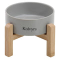 5'' Adjustable Elevated Ceramic Cat Bowl | Premium Food-safe Ceramic with Anti-slip Wood Stand,Dishwasher Safe,Ergonomic Height Relieves Neck Strain,Gray - color: Gray, size: 5 in