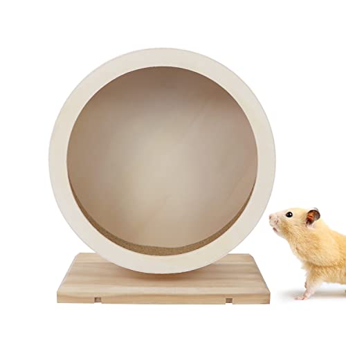 Small Pets Exercise Wheel Hamster Wooden Mute Running Spinner Wheel Play Toy for Rat Gerbil Mice Chinchillas Hedgehogs Guinea Pigs (M) - size: M