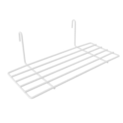 TEHAUX Bird Cage Shelves Iron Frame Shelf with Hanging Hooks Grid Wall Shelf for Parrot Perching Climbing and Resting Wall Decoration for Small Plants or Display - color: White