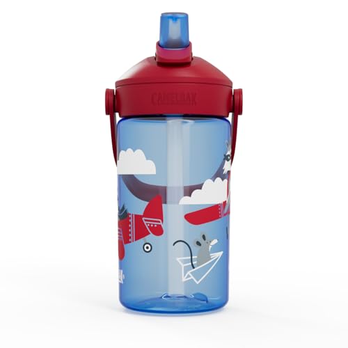 CamelBak Thrive Flip Straw Kids Bite Valve Water Bottle 14oz, Ariplane | Easy Drinking Kids Can MasterMess‑Reducing Design for ParentsLightweight and Durable BuildComfortable for Small Hands - color: Airplane Bandits