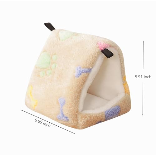 Bird Hammock, Flannel Bird Bed for Cage, Warm Hamster Hammock Tent for Parrots, Small Animals, Sugar Gliders, Fancy Rats, Guinea Pigs (Geometric), 6.69" x 5.91"