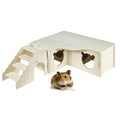 Multi-Chamber Wooden Hamster Hideouts Cages Accessories House Maze Hut Wood Habitats Decor Tunnel Exploring Toys for Syrian Dwarf Gerbils Mice Lemmings Small Animals