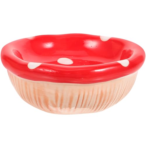 POPETPOP Ceramic Hamster Food Bowl Mushroom Shape 3.93In Small Pet Feeding Dish for Hamsters Chinchillas Gerbils Smooth Easy- Surface for Daily Feeding