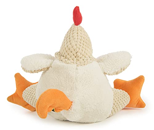 goDog Checkers Fat Rooster Squeaky Plush Dog Toy, Chew Guard Technology - White, Large - color: Fat Rooster (White), size: Large