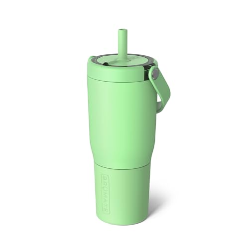 BrüMate Resa 25oz 100% Leakproof Travel Tumbler with Handle & Straw | Flexible SoftSip Straw | Silicone Sleeve for Durability | Stainless Steel | Cup Holder & Travel Friendly Water Bottle | (Kiwi) - color: Kiwi, size: 25 oz