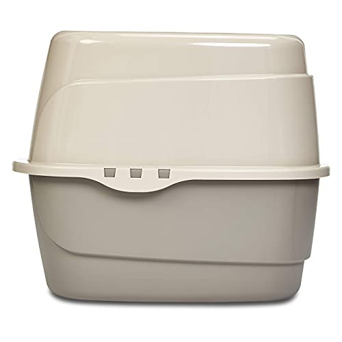 Amazon Basics Cat Litter Box with Lid, No-Mess, Spacious Enclosed Design with Odor Control, Easy Access, Stain Resistant, 26" x 23" x 20", Charcoal