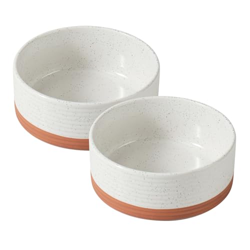 Havniva Dog Bowls Ceramic, Dog Food and Water Bowl Set | 5.1inch Dog Food Bowl, Dog Water Bowl, Food-Grade Ceramic Non-Slip Rubber Base, Dishwasher Safe, 2 Pack, Small Dogs, Puppy - color: 2 Bowls-Vanilla White, size: 1.6CUPS