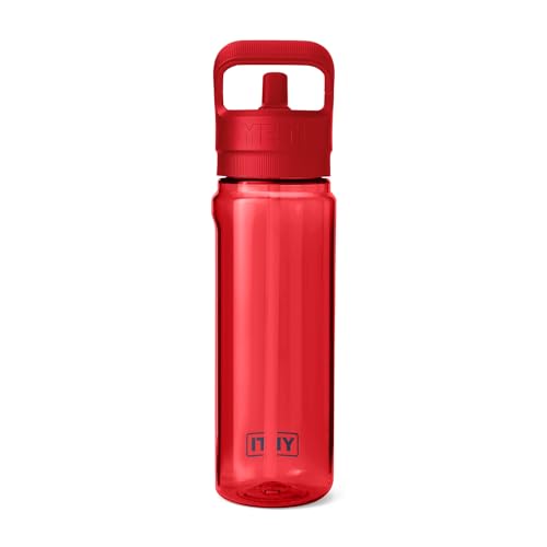 YETI Yonder 750 ml/25 oz Water Bottle with Yonder Straw Cap, Rescue Red - color: Rescue Red, size: 25 Ounces