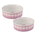 Bone Dry Ceramic Food Bowls, Non-Slip & Dishwasher Safe, Large Set, 7.5x2.4 Pansy Check - color: Pansy Petite Check, size: Large Set, 7.5x2.4"