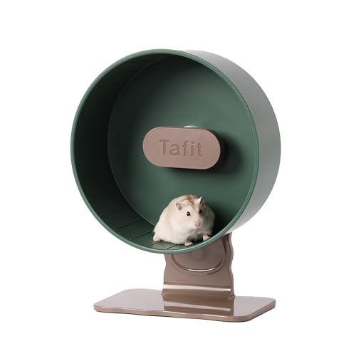 Silent Hamster Wheel 8.7 Inch Dual-Bearings Small Animals Quiet Running Exercise Wheels, Height Adjustable for Dwarf Hamsters, Gerbils, Mice, Hedgehog, or Other Small Pets, Avocado Green - color: Avocado Green, size: 8.7inch