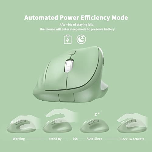 Ergonomic Wireless Mouse with USB Receiver for PC Computer, Laptop and Desktop, Ergo Vertical Mouse with Silent Clicks Long Battery Life, Up to 1600 DPI & 1 AA Battery Powered, Green - color: Green, size: USB Wireless