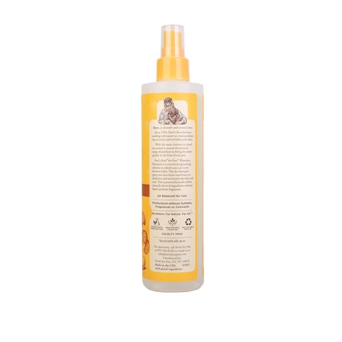 Burts Bees for Pets Waterless Cat Shampoo Spray, 10 Fl Oz | No-rinse formula with shea butter and honey gently cleans between baths, pH-balanced, no harsh detergents