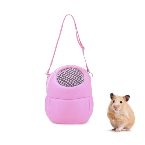 WishLotus Hamster Carrier Bag, Portable Outgoing Travel Handbags with Nylon Straps Small Pet Pouch for Hamster Rat Mini Hedgehog (Pink, S)