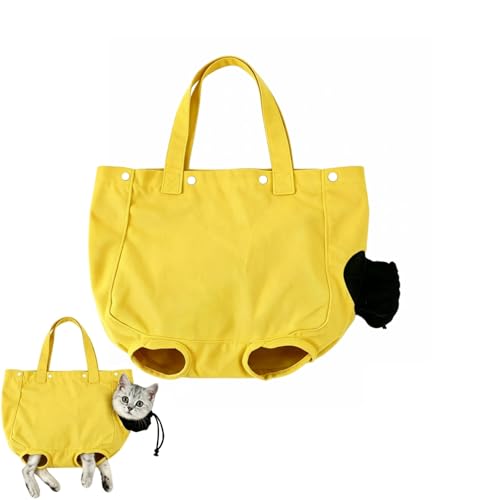 Cat Carrier Bag, Soft Pet Canvas Shoulder Carrying Pouch Hand Free Kitten Backpack with Holes for 5-11 lbs Small Dogs, Cats, and Pets Outdoor Travel, Yellow - color: Yellow