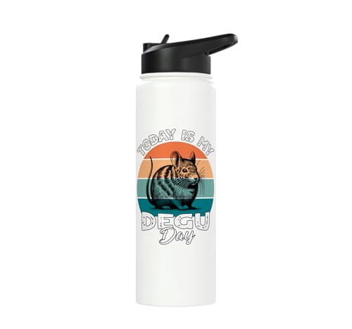Funny Degu Stainless Steel Insulated Water Bottle - color: White
