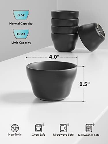LE TAUCI Small Dessert Bowls Chili Bowls 8 Ounce Bouillon Cups for Dessert Soup Dipping Sauce Coffee Cupping - Set of 6, Maze Black - color: Black