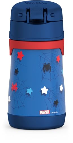 THERMOS Vacuum Insulated Stainless Steel 10oz Straw Bottle, Spidey and His Amazing - color: Spidey and His Amazing, size: 10 Ounces